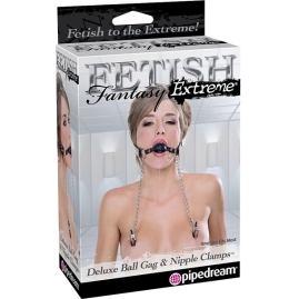 Кляп с зажимами Deluxe Ball Gag &amp; Nipple Clamps