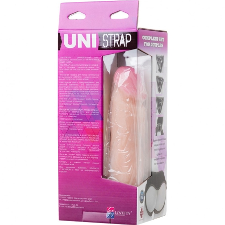 Страпон c 2 насадками UNI strap 8"
